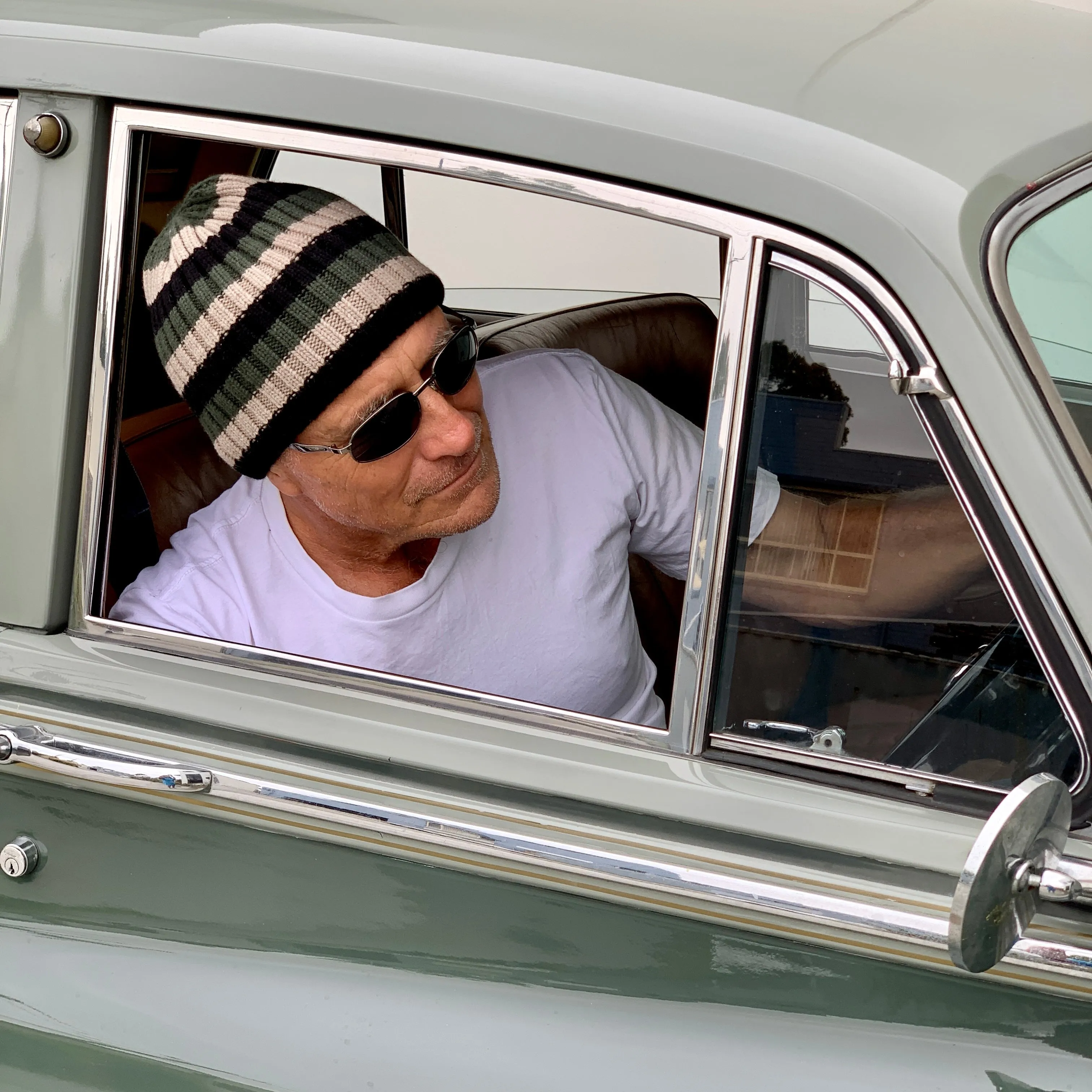 1, 2, 3.  GO! Jumbo Rib Trio Stripe Pure Merino Wool Beanie - Martini Olive