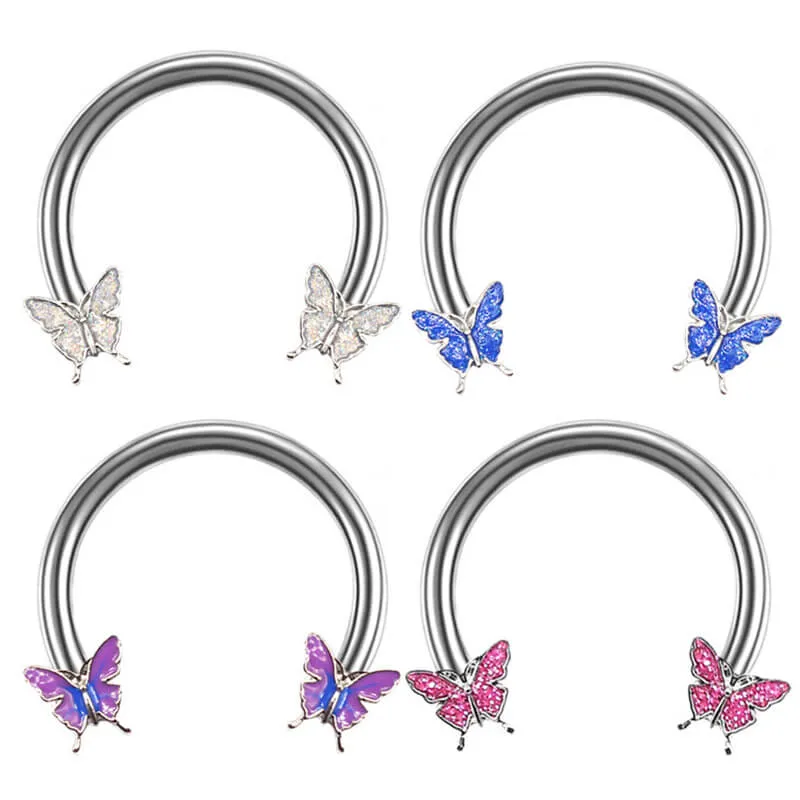 16G Butterfly Multi-Purpose Stainless Steel Septum Piercing Ring