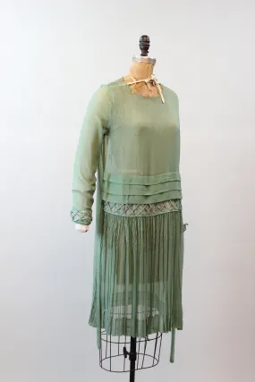 1920s RARE SILK pistachio dress small medium | new fall winter