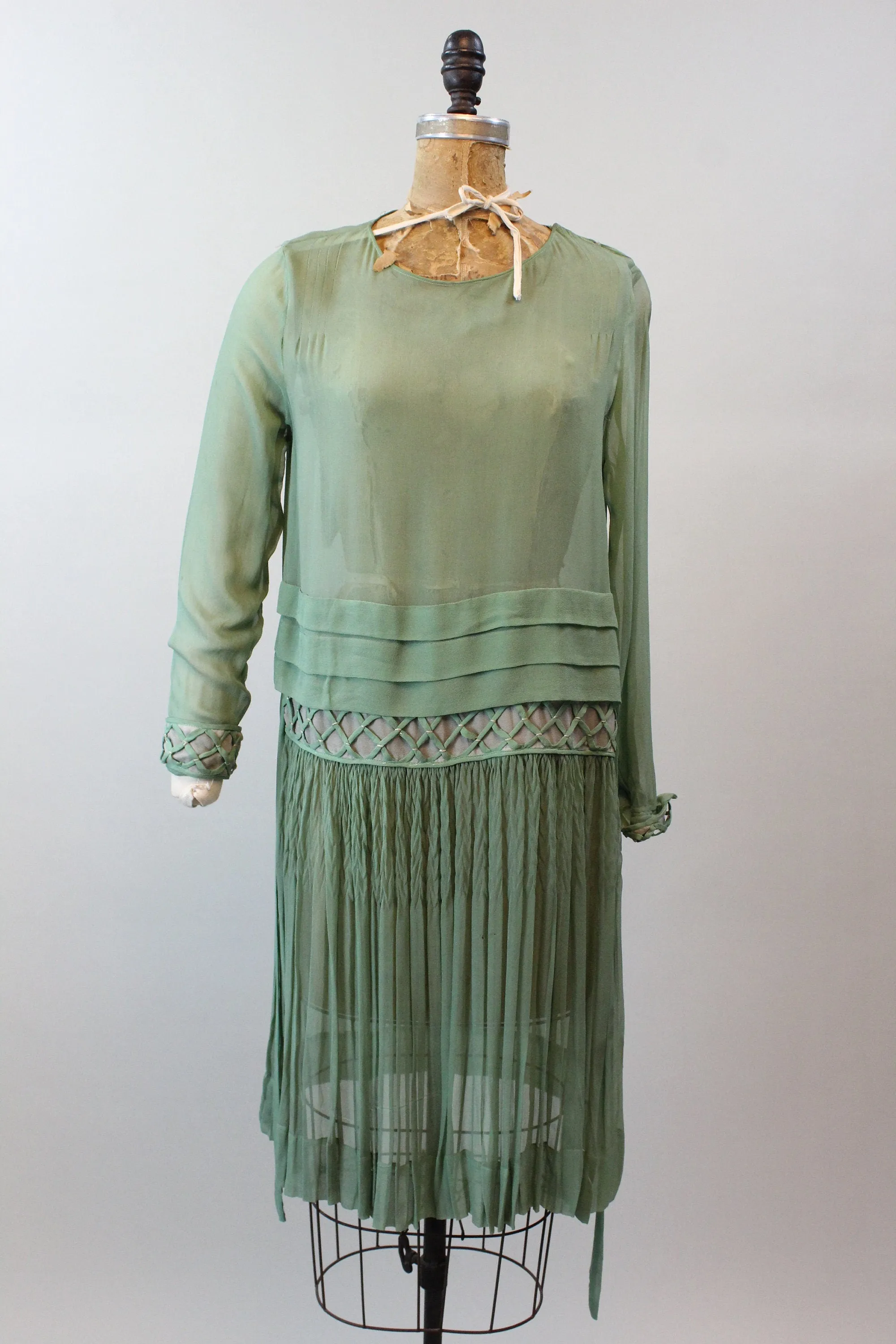 1920s RARE SILK pistachio dress small medium | new fall winter