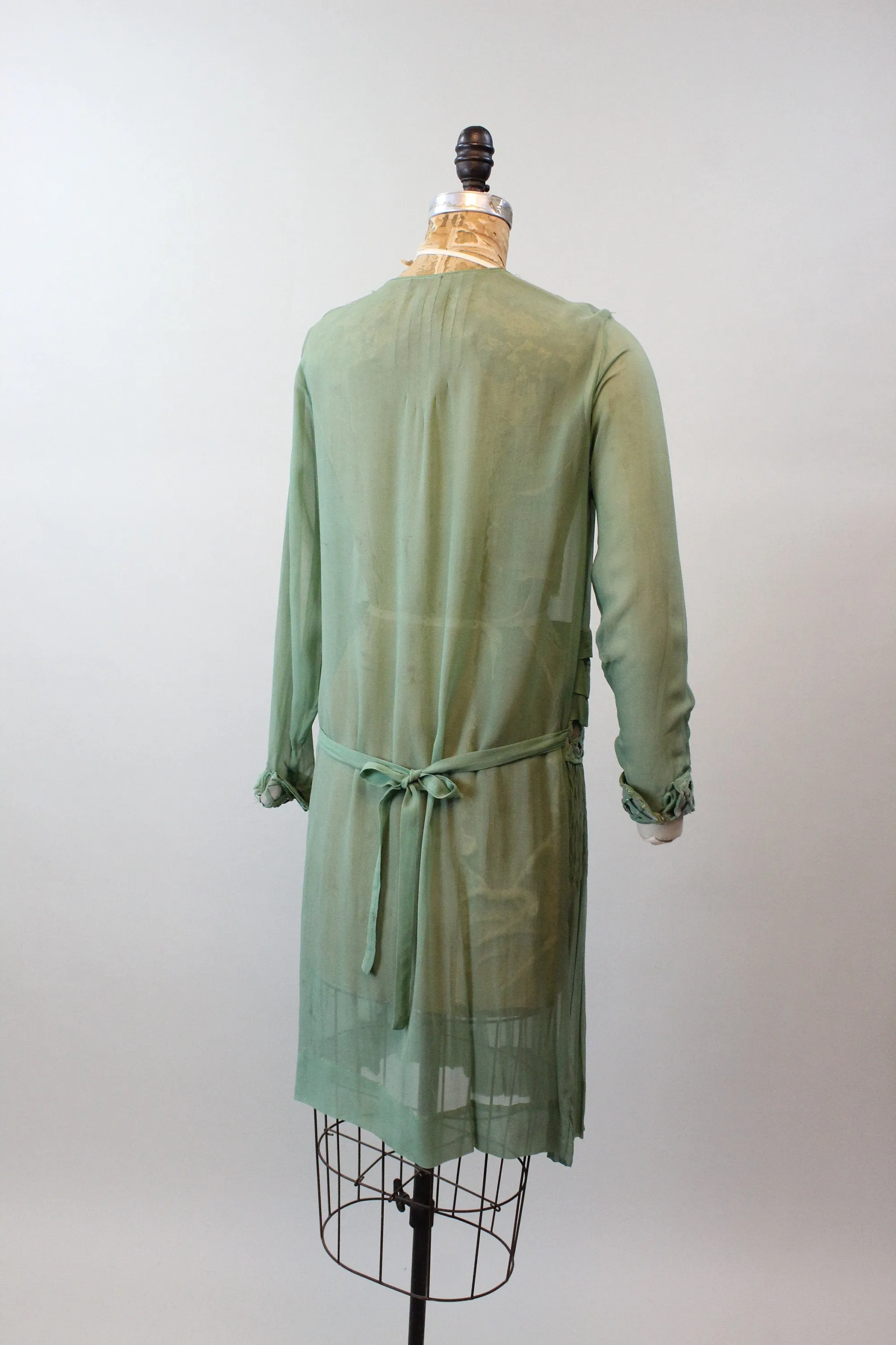 1920s RARE SILK pistachio dress small medium | new fall winter