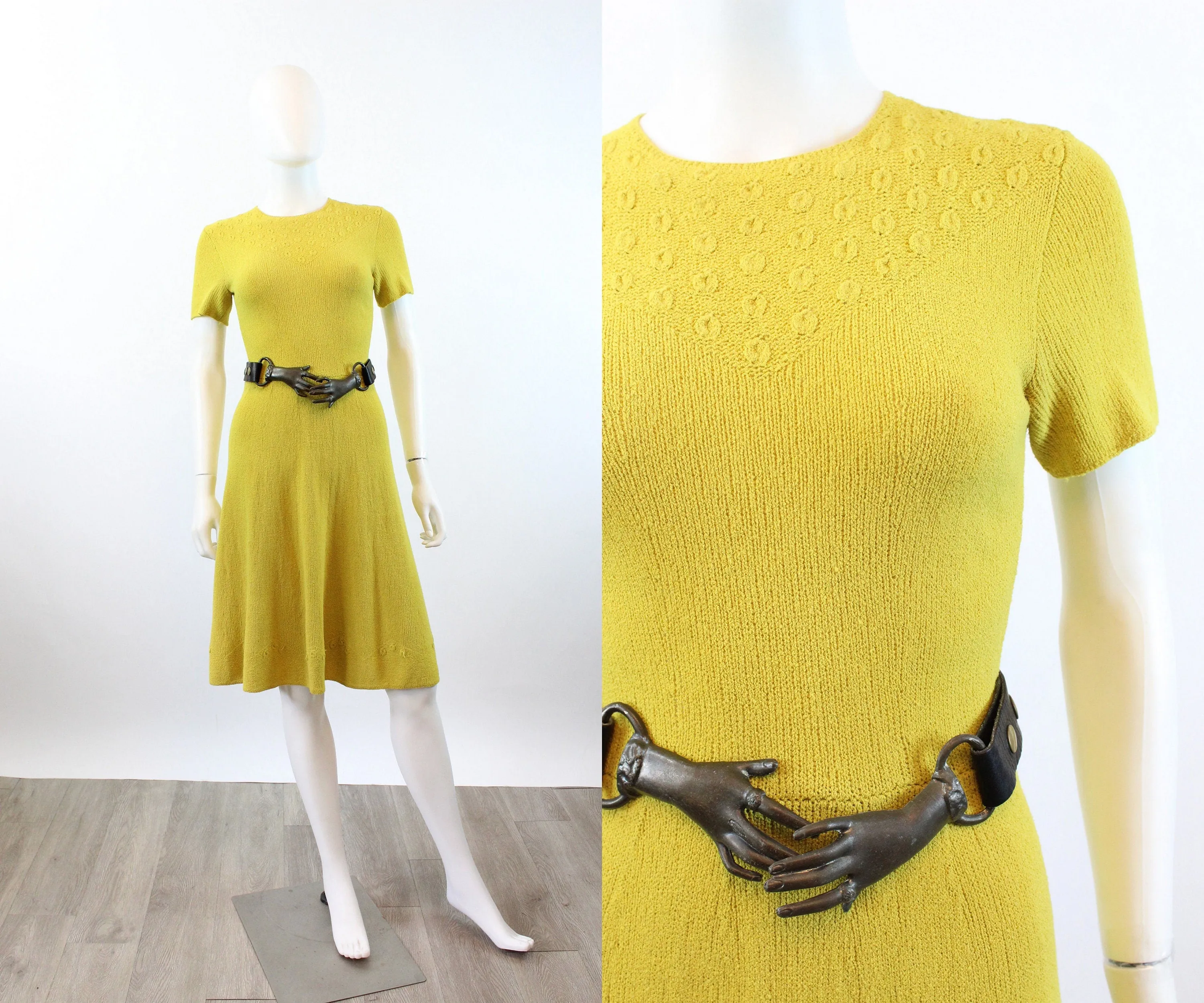 1940s CHARTREUSE knit dress xs small | new fall