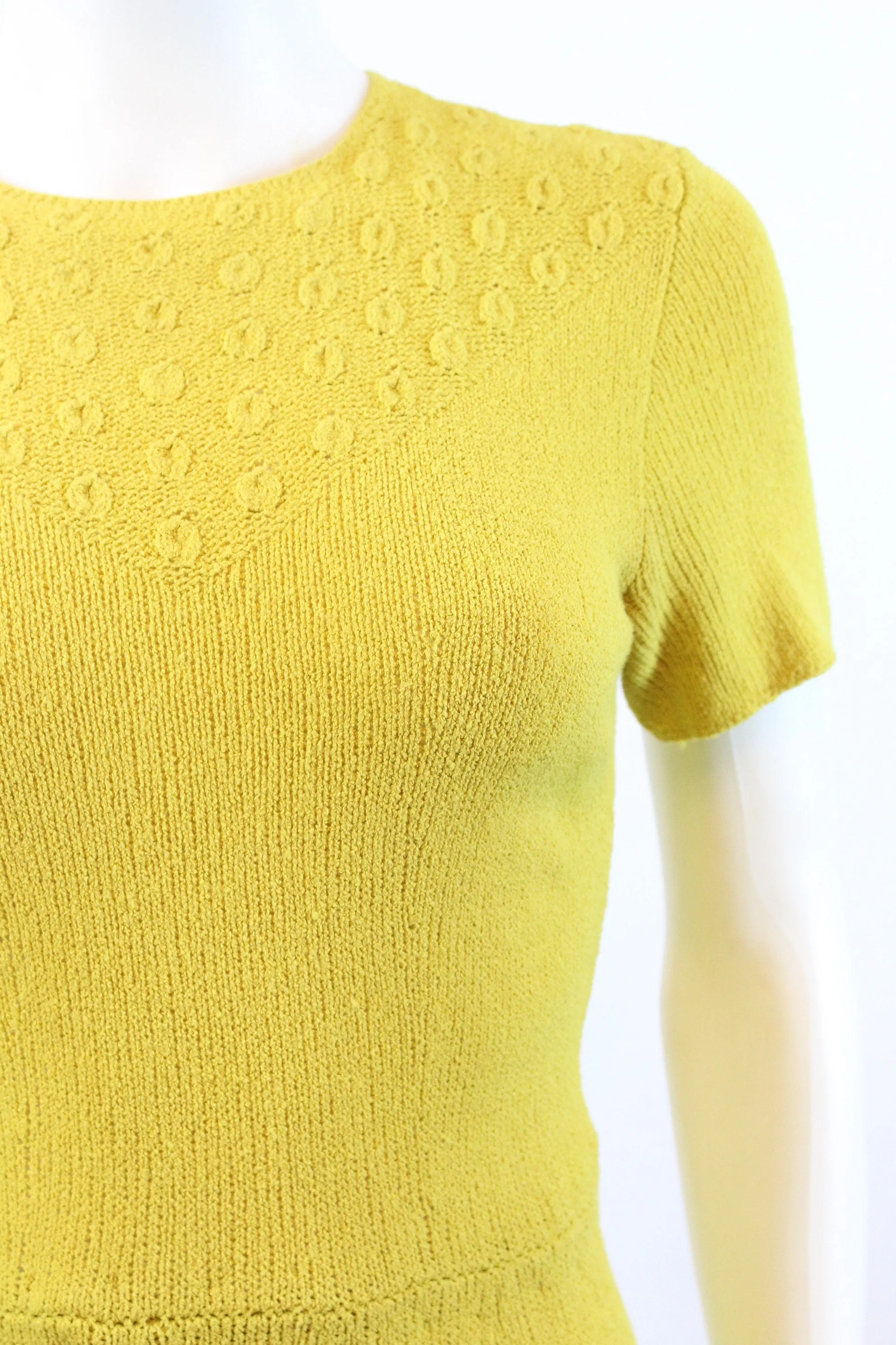 1940s CHARTREUSE knit dress xs small | new fall