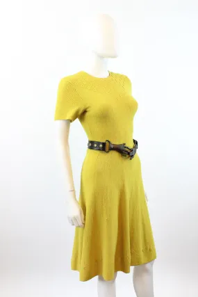 1940s CHARTREUSE knit dress xs small | new fall