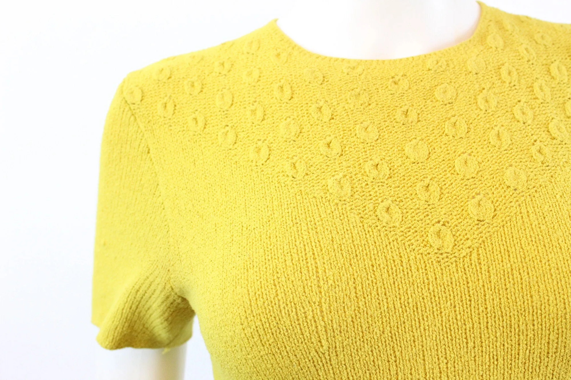 1940s CHARTREUSE knit dress xs small | new fall