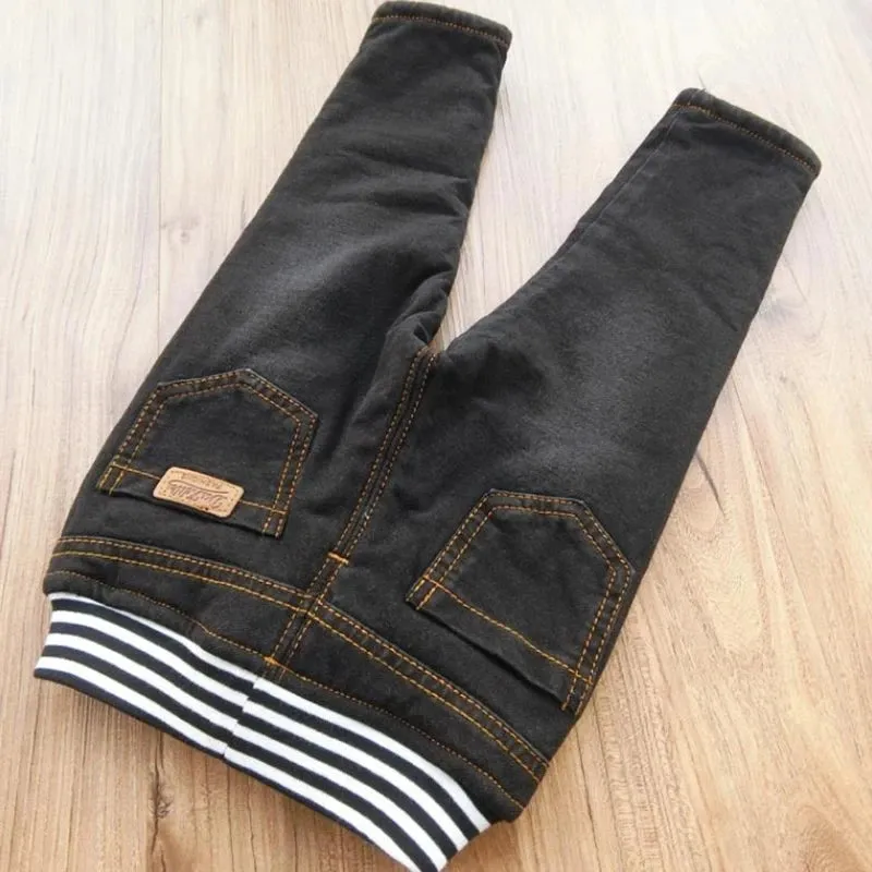 2023 High Quality Thick Warm Winter Jean Thicken Winter Warm Cashmere Jeans Boys  Kids Trousers Children Pants 1-6Y