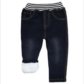 2023 High Quality Thick Warm Winter Jean Thicken Winter Warm Cashmere Jeans Boys  Kids Trousers Children Pants 1-6Y