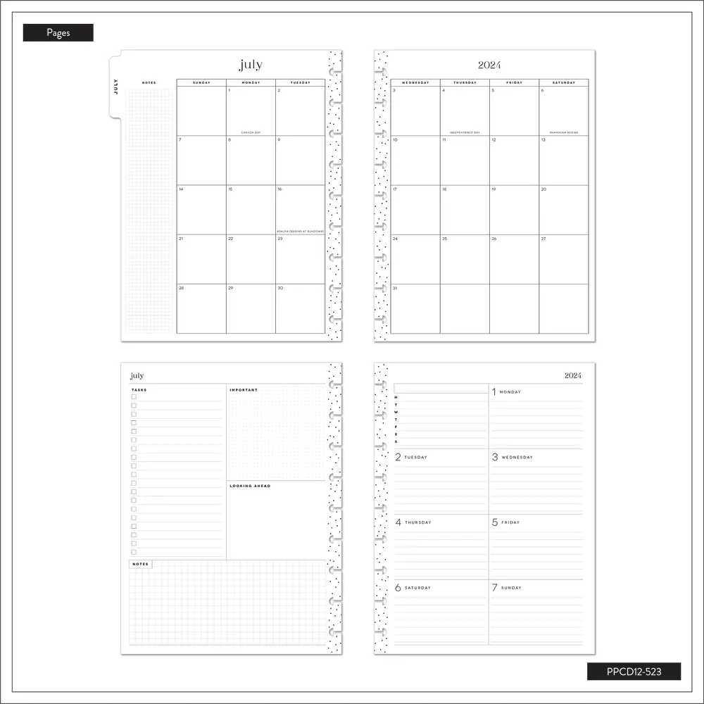 2024 DELUXE Midnight Cover Happy Planner - Classic Dashboard Layout - 12 Months