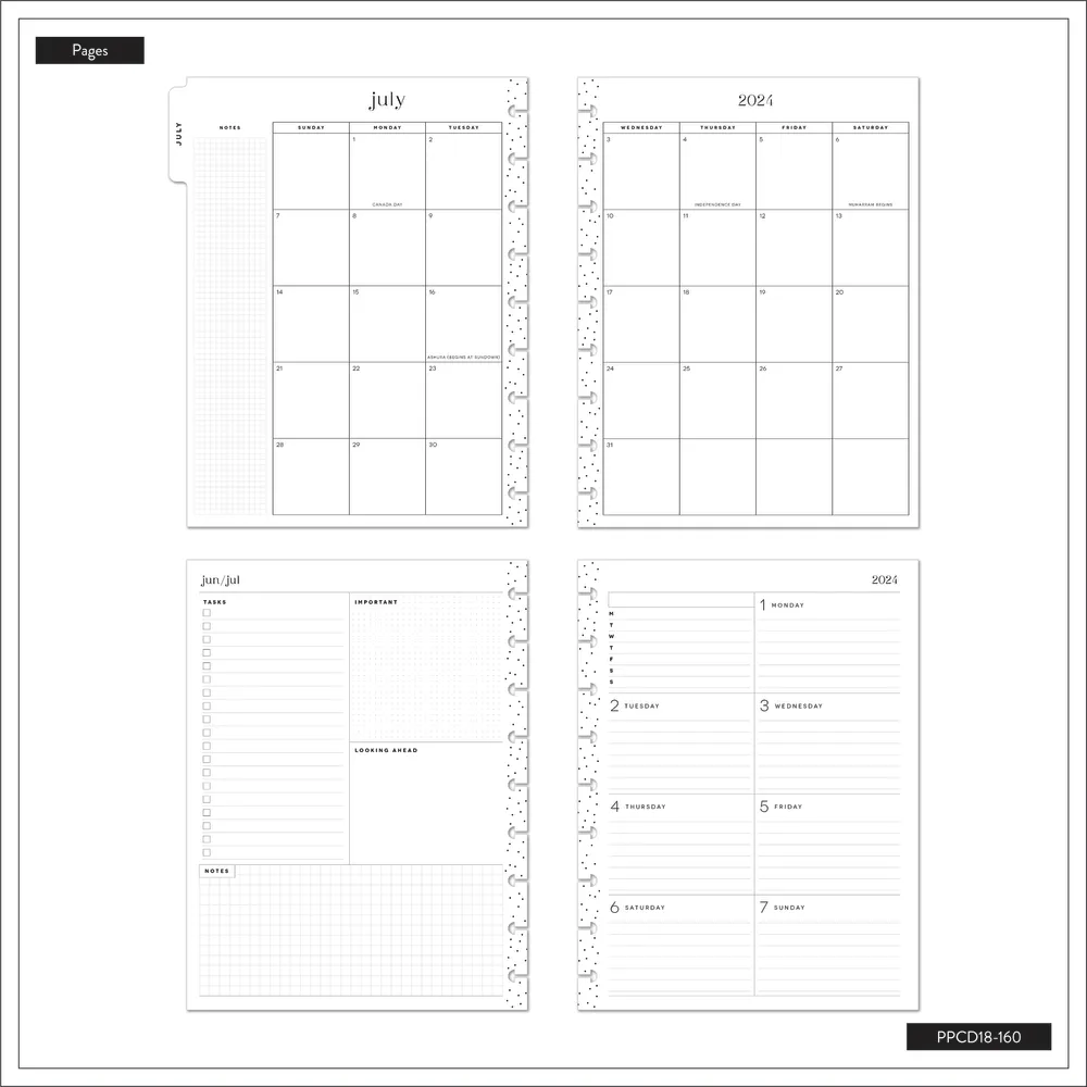 2024 Ink & Arbor Happy Planner - Classic Dashboard Layout - 18 Months