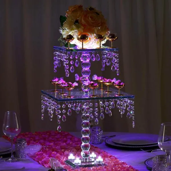 21" Gemcut Egyption Handcrafted Glass Chandelier Crystal Wedding Cake Riser Stand - 1 PCS