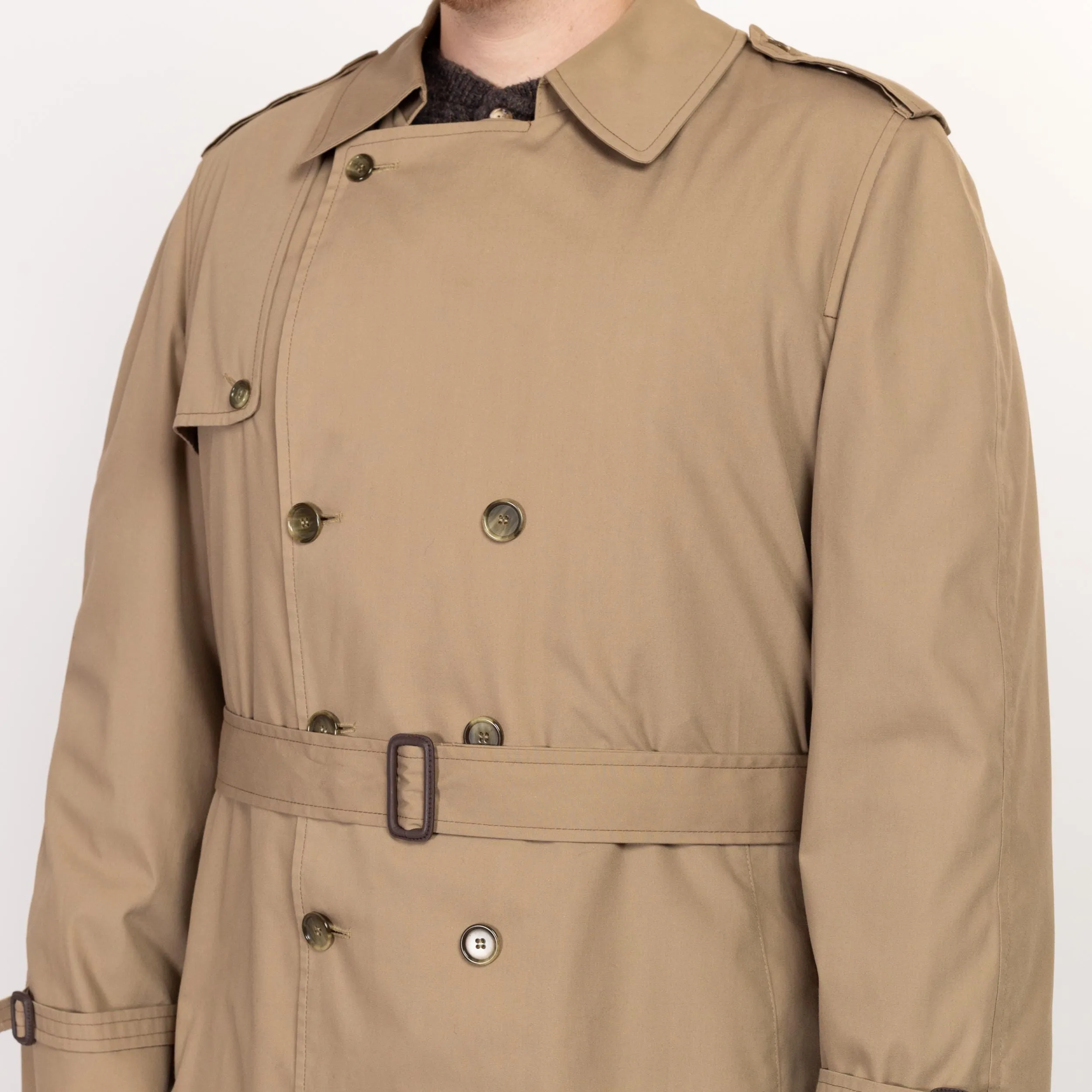 2X 80s London Fog Maincoats Khaki Belted Trench Coat 54 Long