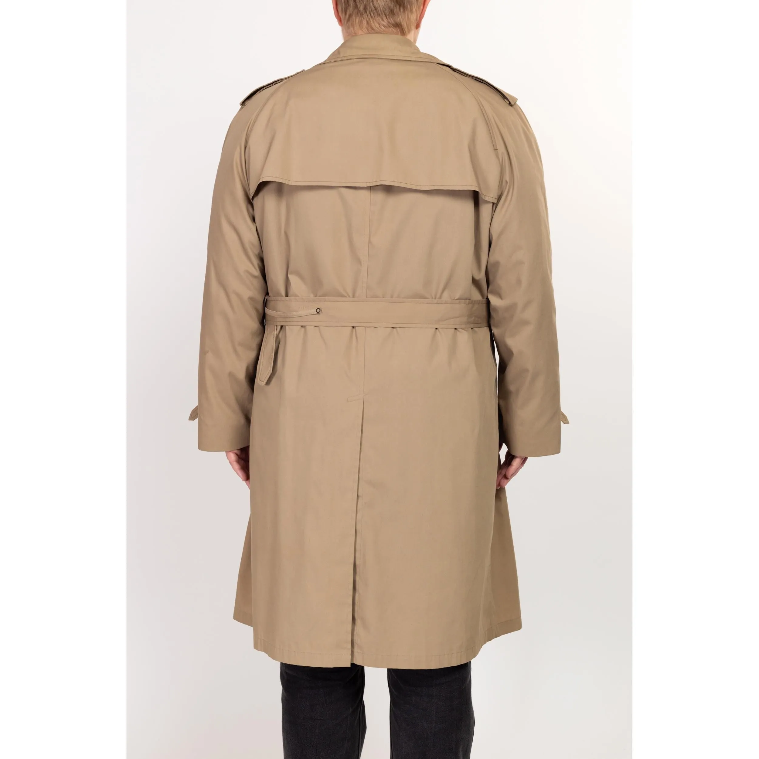 2X 80s London Fog Maincoats Khaki Belted Trench Coat 54 Long