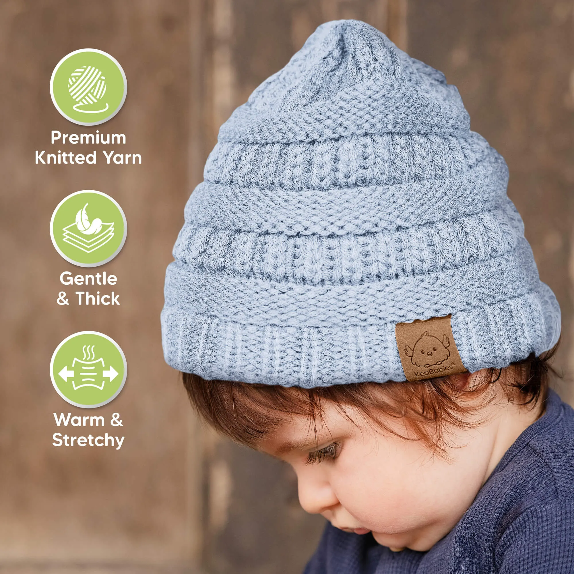 3-Pack Warmzy Baby Beanies (Cobalt, M)