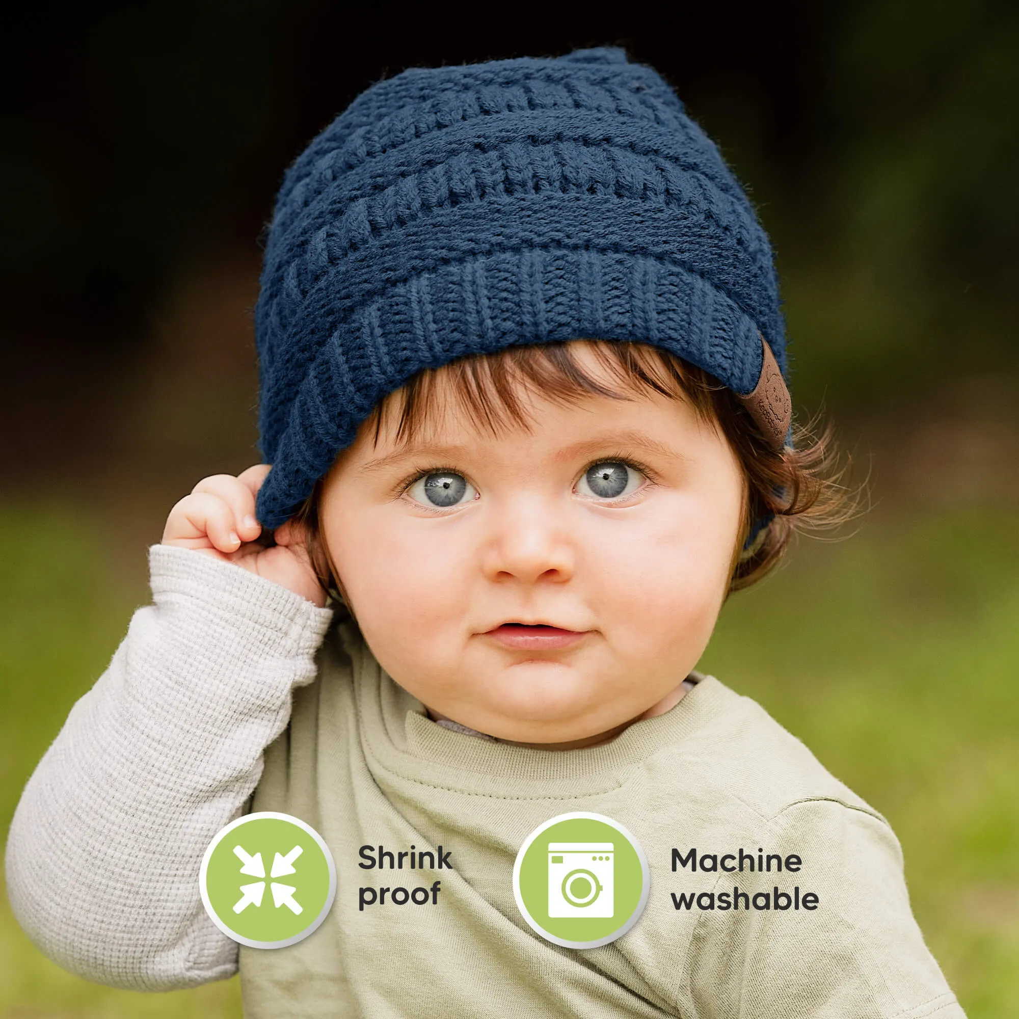 3-Pack Warmzy Baby Beanies (Cobalt, M)