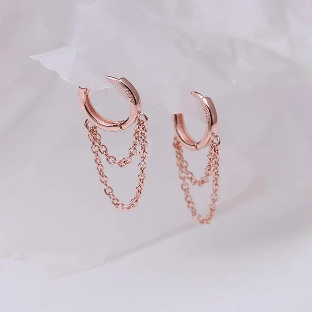 925 Sterling Silver Double Layer Hoop Earrings