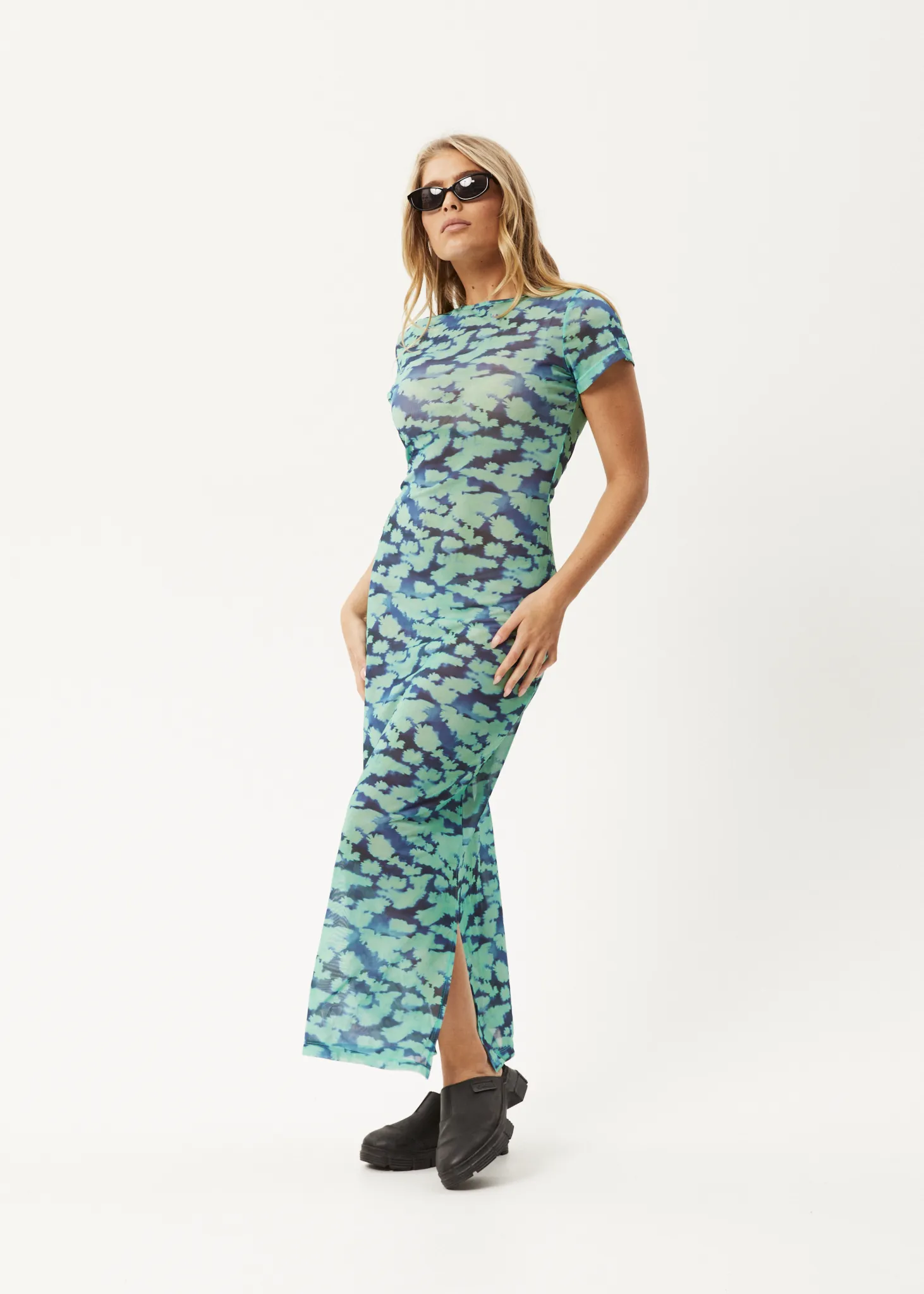 AFENDS Womens Liquid - Sheer Maxi Dress - Jade Floral