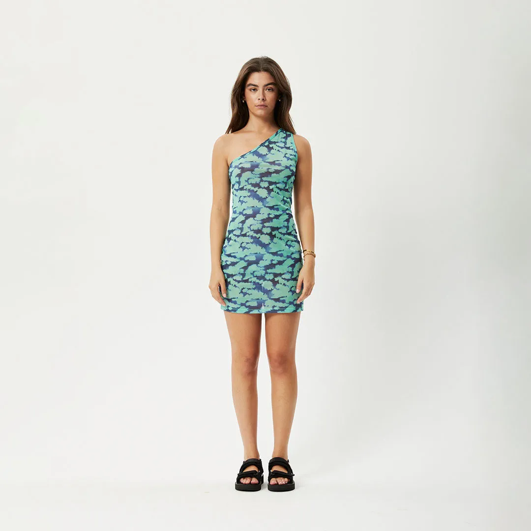 AFENDS Womens Liquid - Sheer One Shoulder Dress - Jade Floral