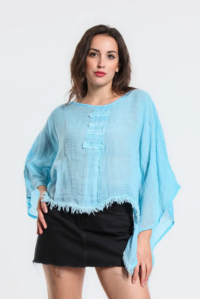 Aiyana Crinkle Linen Patch Top (BQ135)