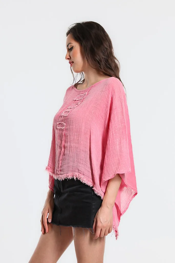 Aiyana Crinkle Linen Patch Top (BQ135)