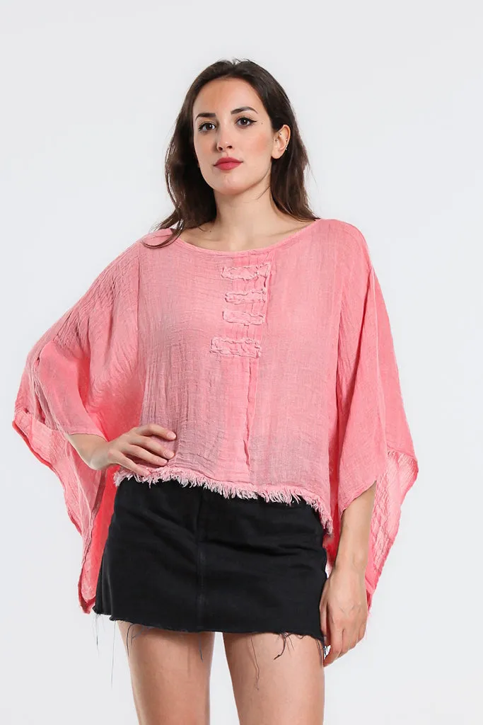 Aiyana Crinkle Linen Patch Top (BQ135)