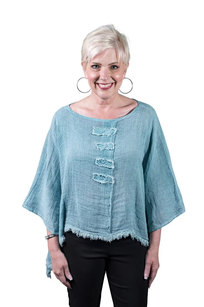 Aiyana Crinkle Linen Patch Top (BQ135)