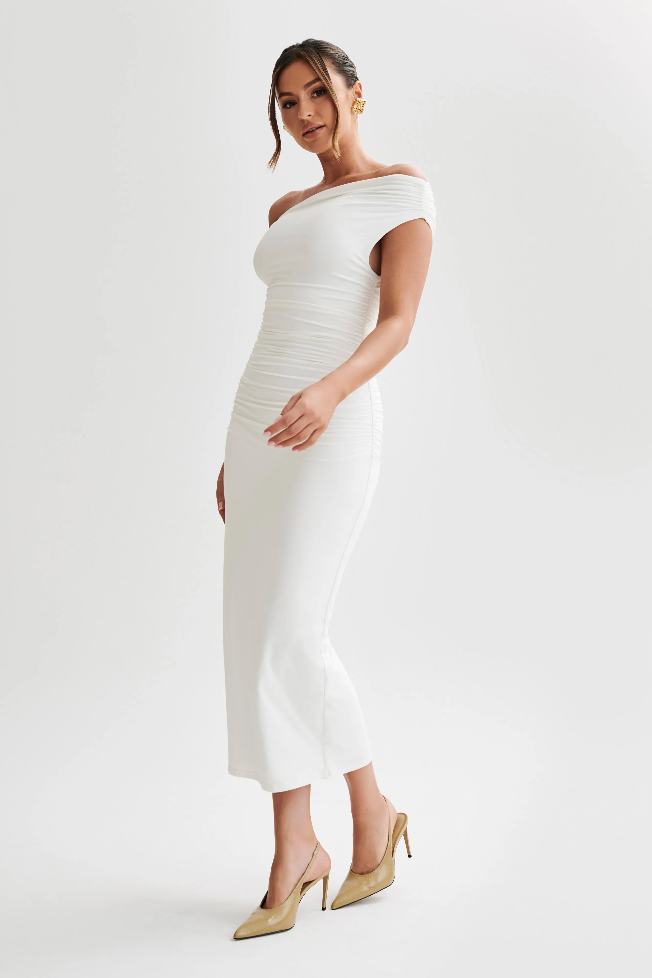 Alayna Recycled Nylon Midi Dress - White