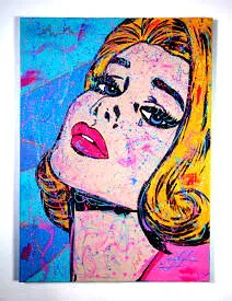 Alina Alieva Original Pop Art Painting Untitled Women Acrylic on Stretched Canvas Signed 50x70