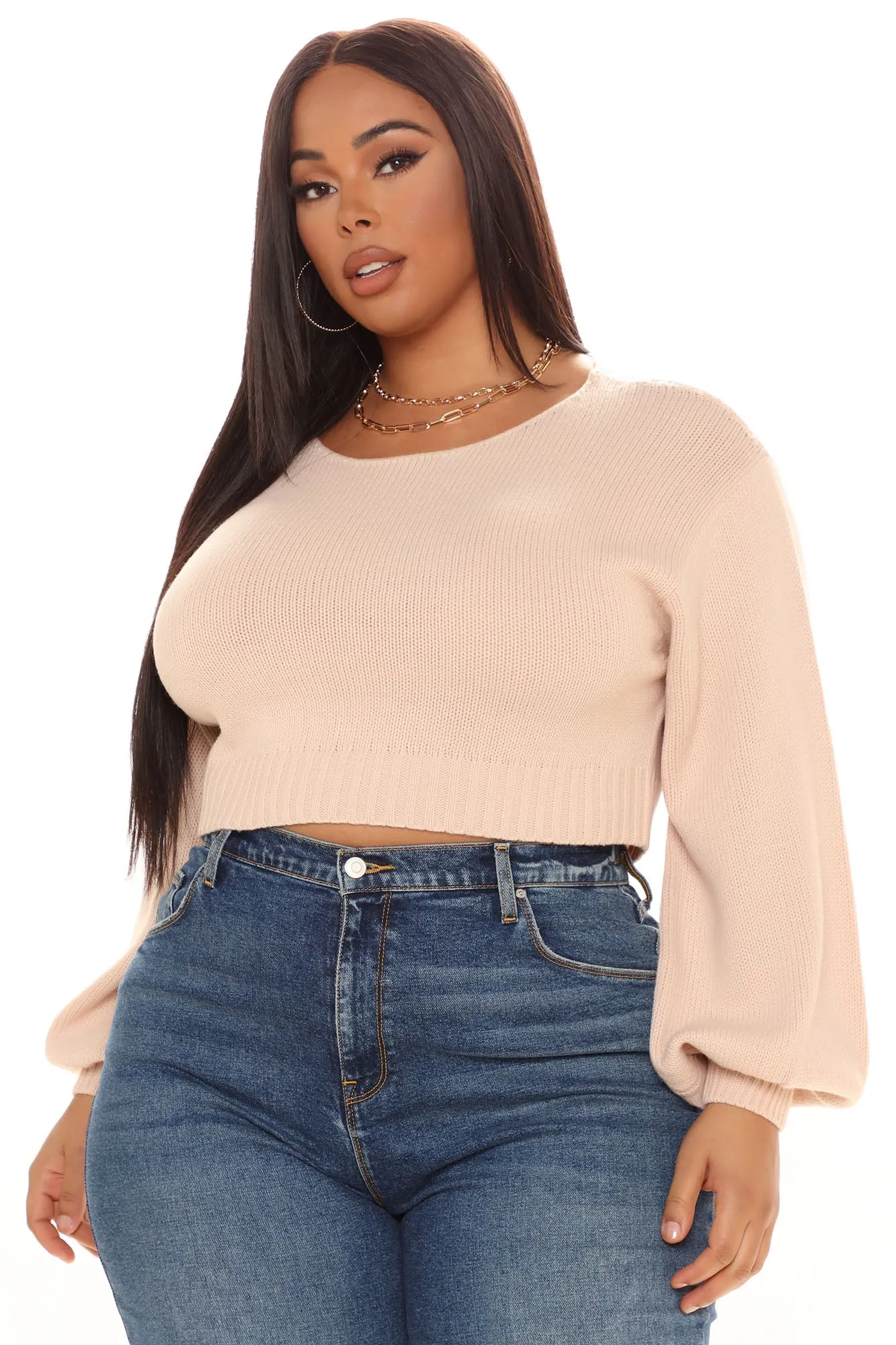 All She Needs Cropped Sweater - Nude