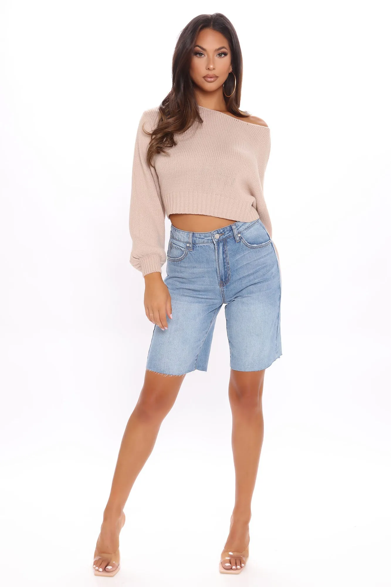 All She Needs Cropped Sweater - Nude