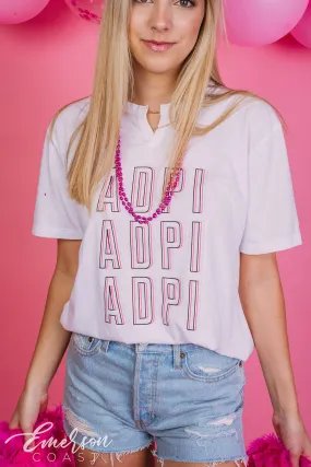 Alpha Delta Pi Pink Bid Day Notch Tee