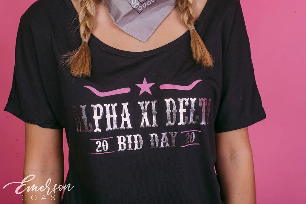 Alpha Xi Delta Rounding Up the Best Bid Day Slouchy Tee