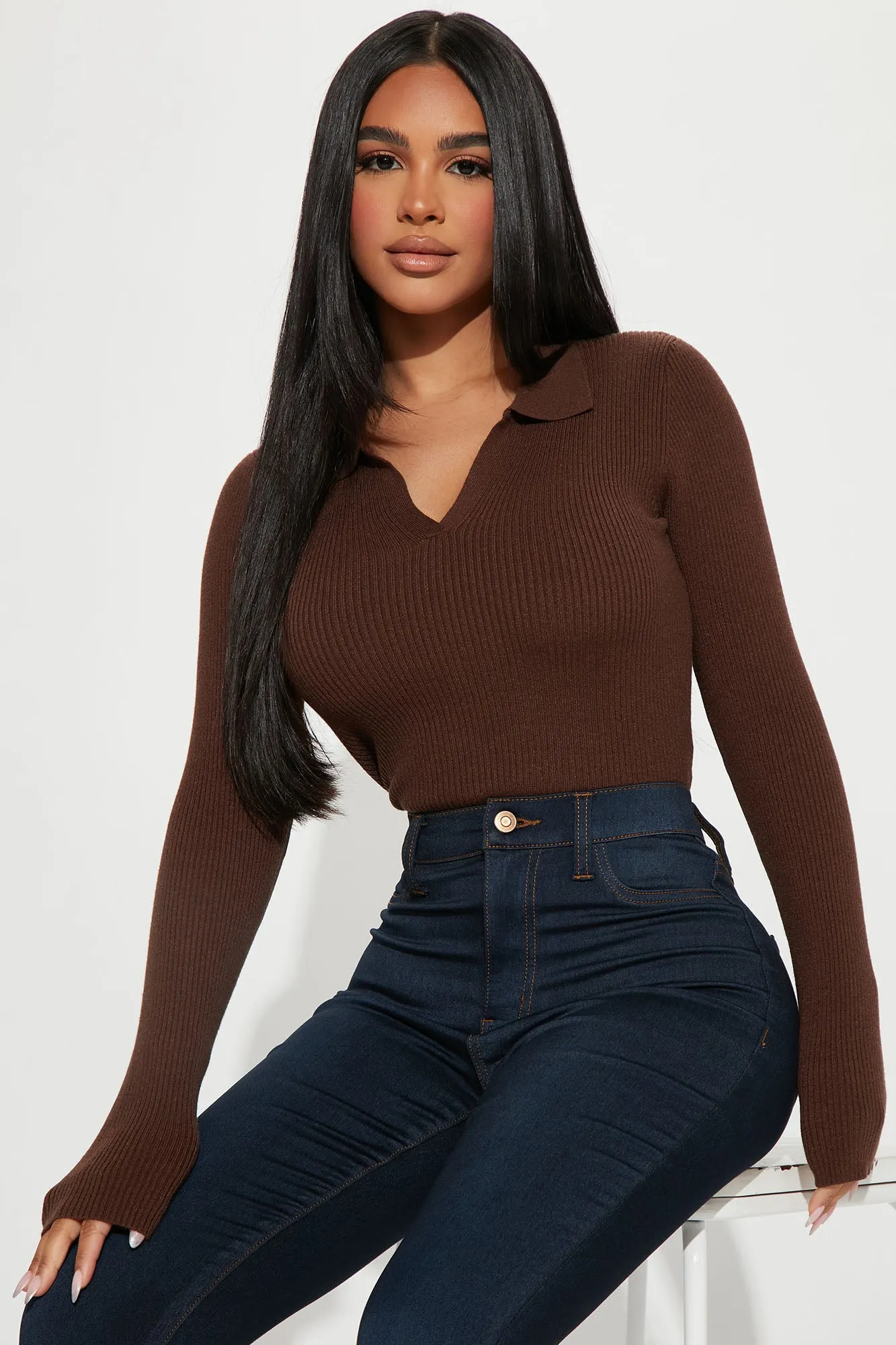 Amber Crop Sweater - Chocolate