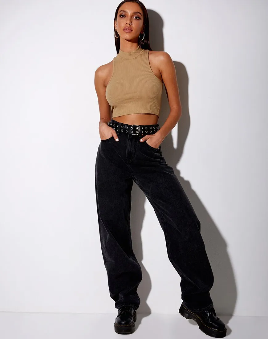 Azura Crop Top in Rib Camel