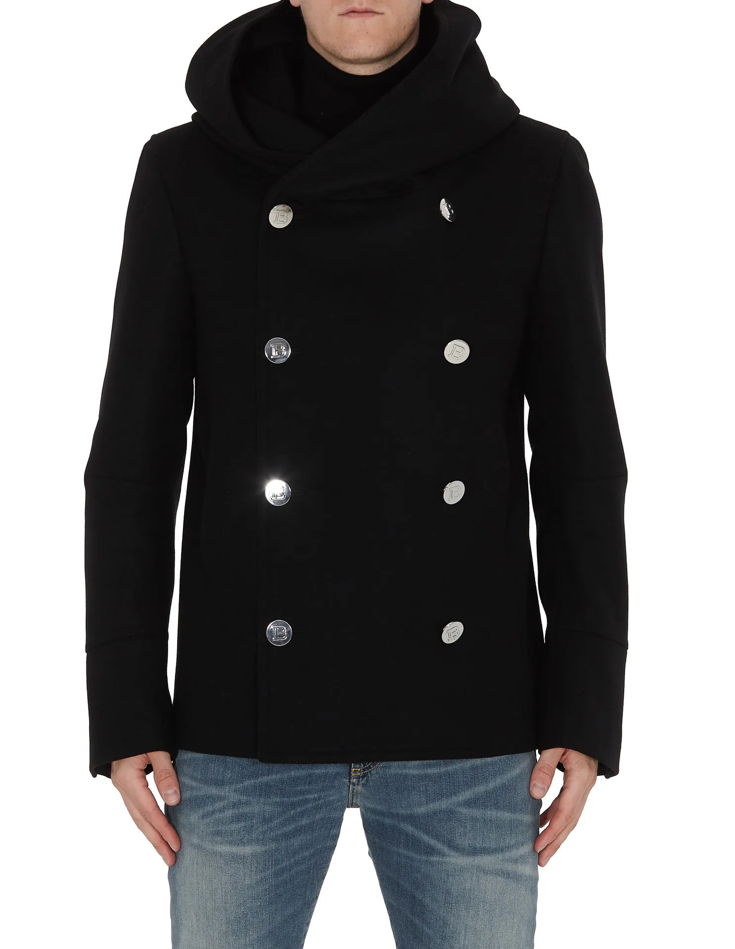 Balmain Button Detailed Peacoat