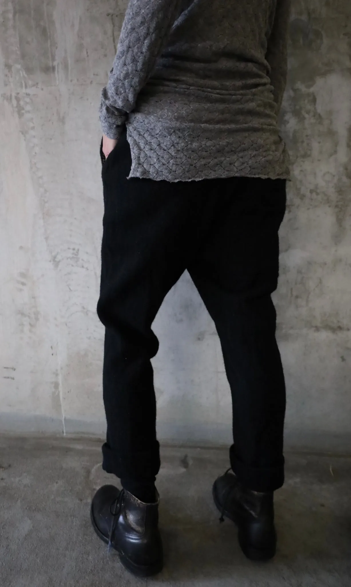 BASKET WEAVE CASHMERE TROUSERS