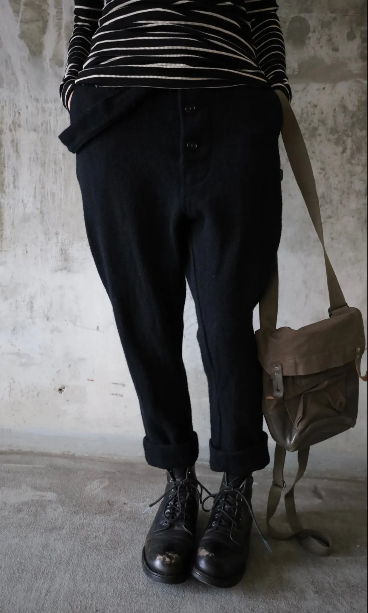 BASKET WEAVE CASHMERE TROUSERS