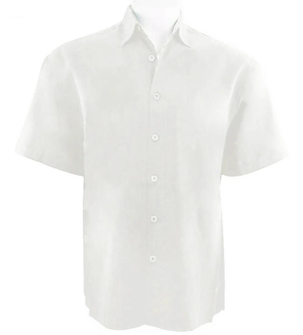 Bassiri - Button Front, Short Sleeve, Square Hem, Off White, Casual Men's Shirt