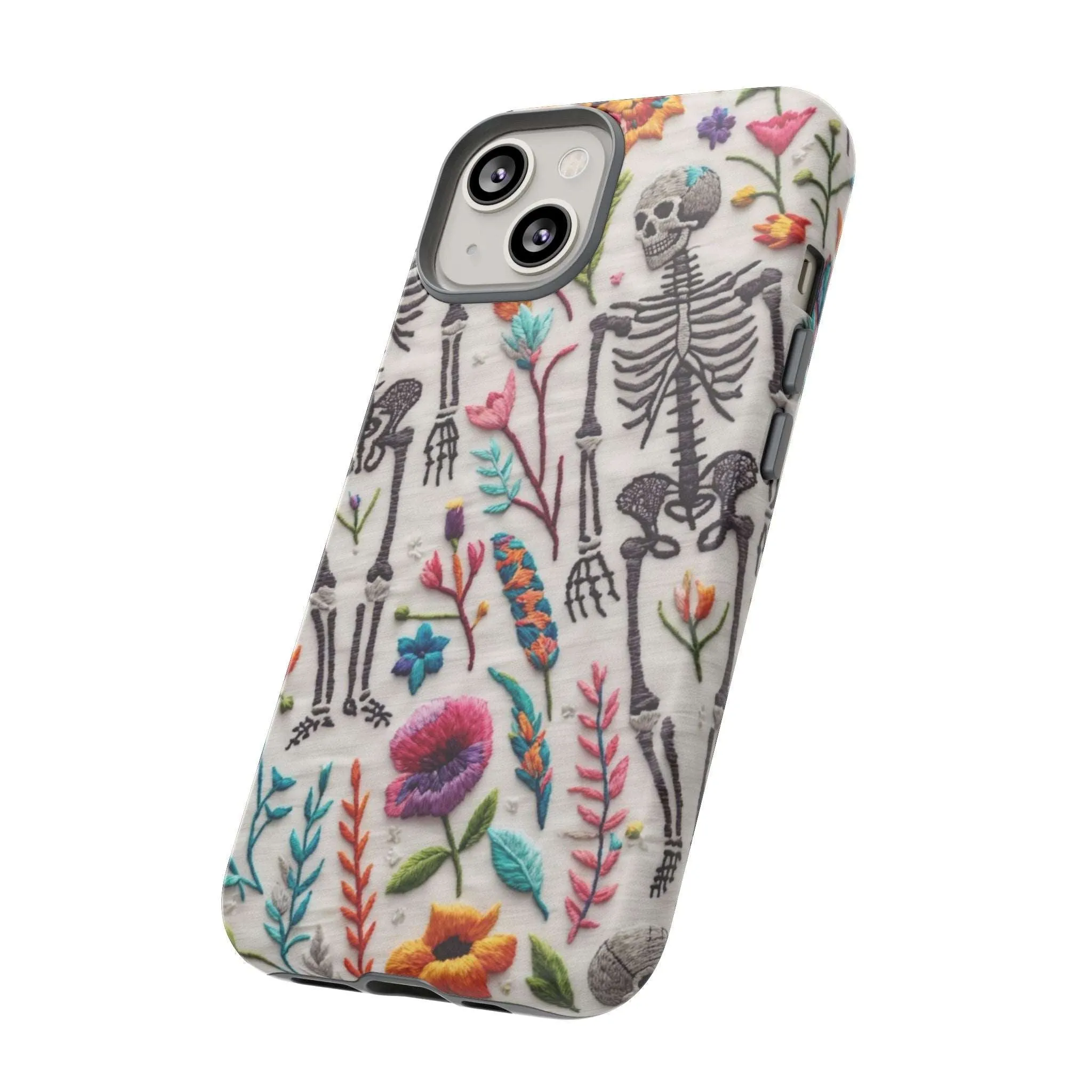 Because nothing says 'I love life' like a skeleton floral cell phone case