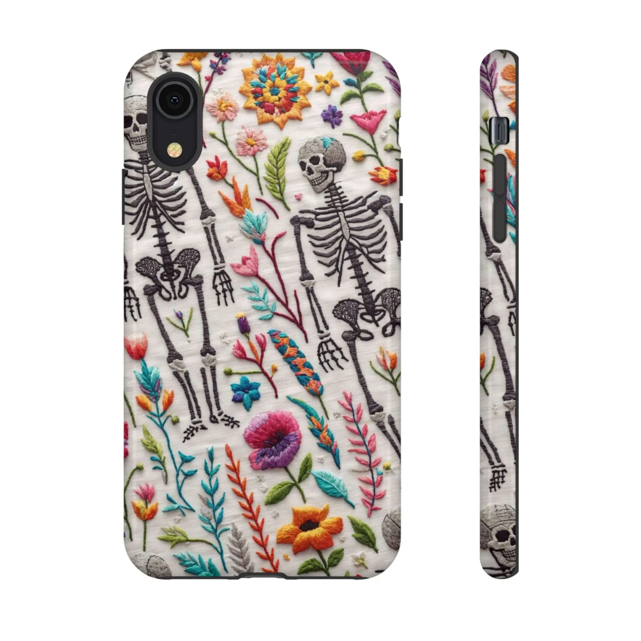 Because nothing says 'I love life' like a skeleton floral cell phone case