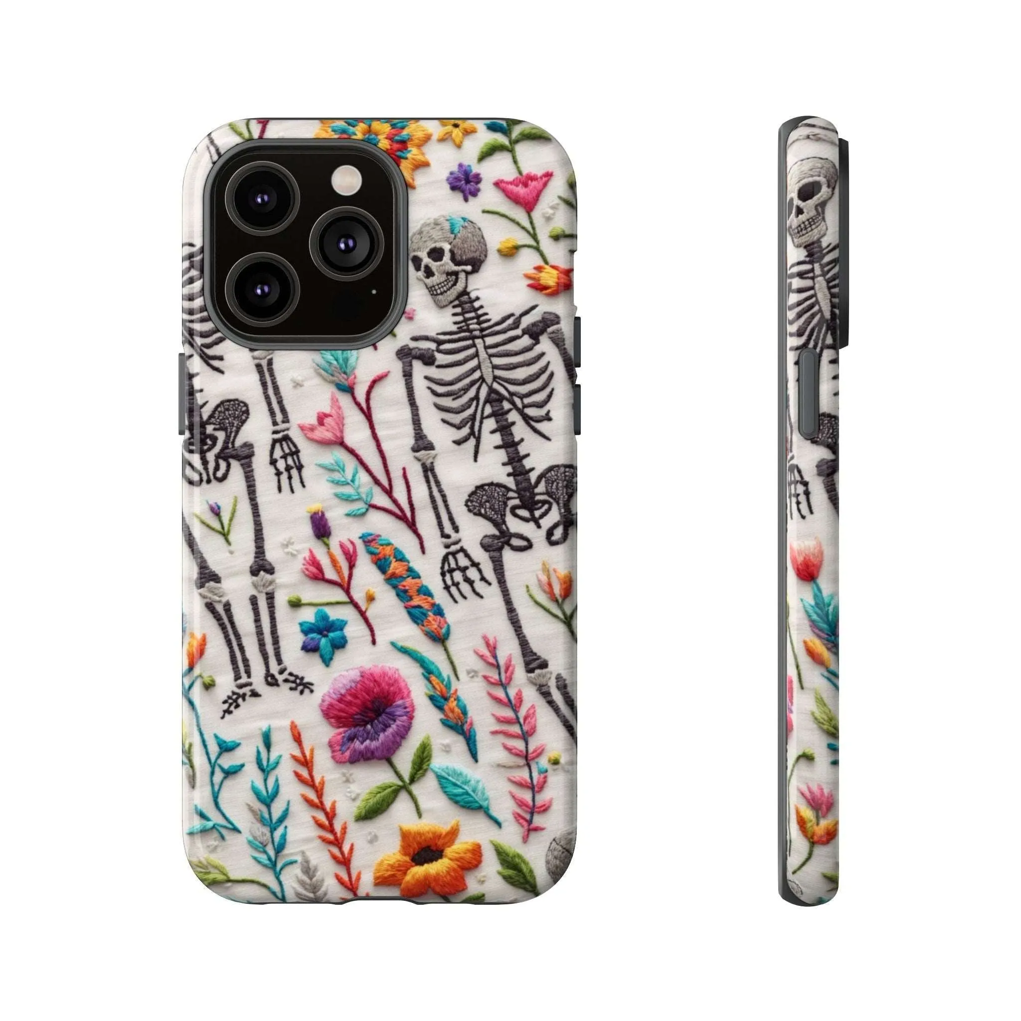 Because nothing says 'I love life' like a skeleton floral cell phone case