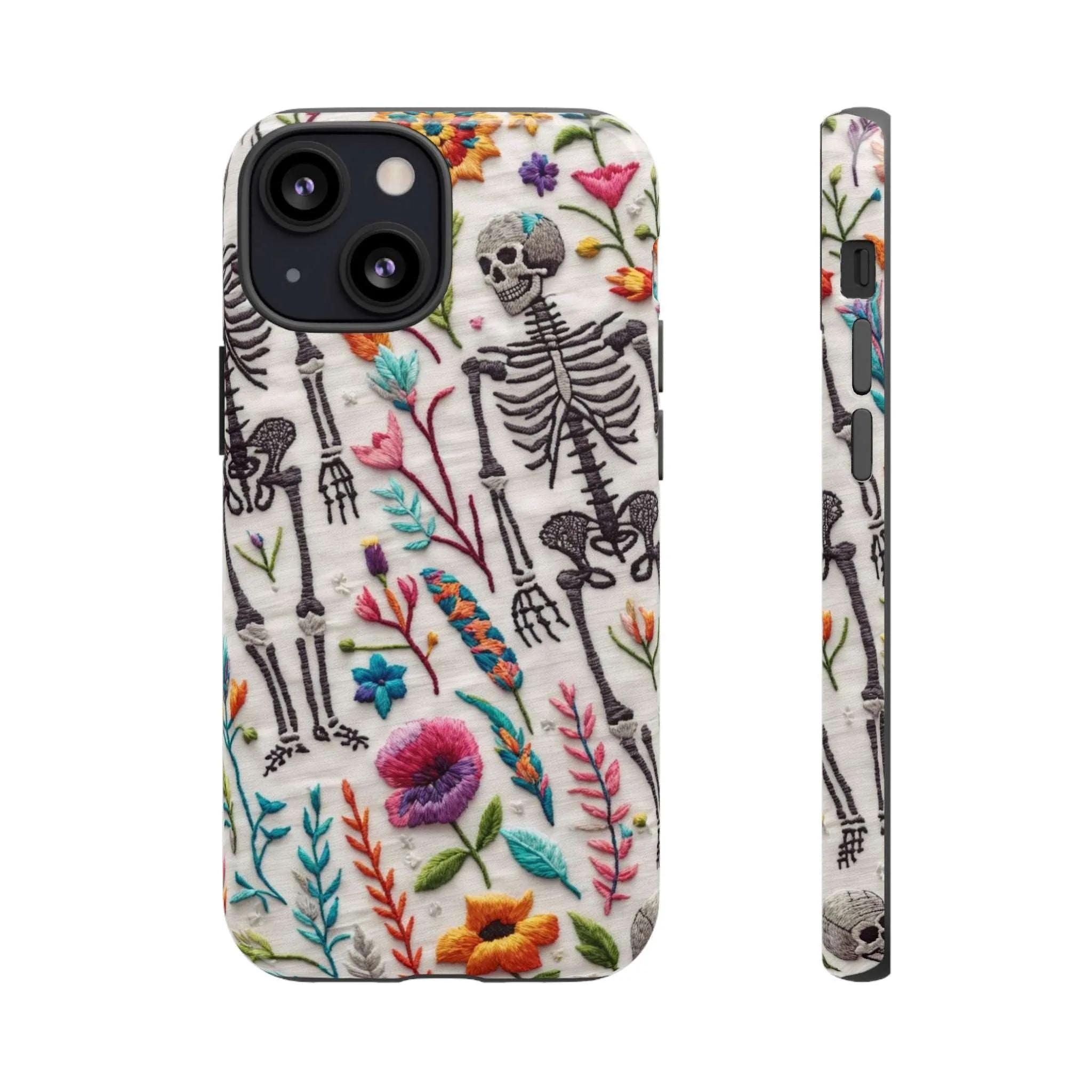 Because nothing says 'I love life' like a skeleton floral cell phone case