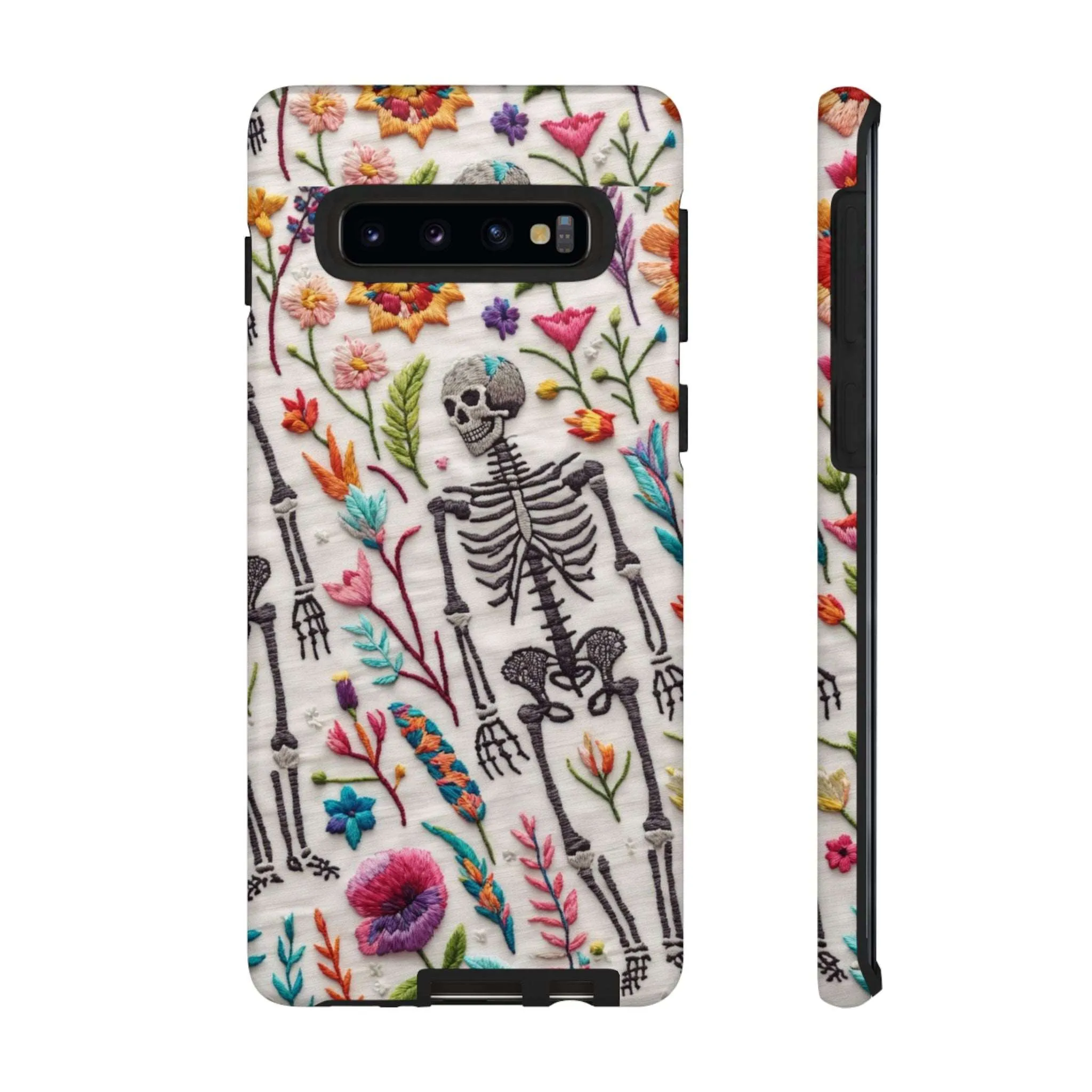 Because nothing says 'I love life' like a skeleton floral cell phone case