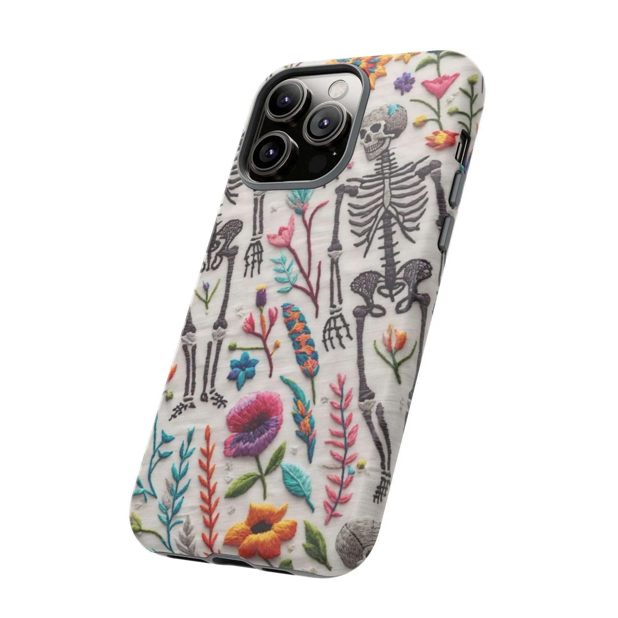 Because nothing says 'I love life' like a skeleton floral cell phone case