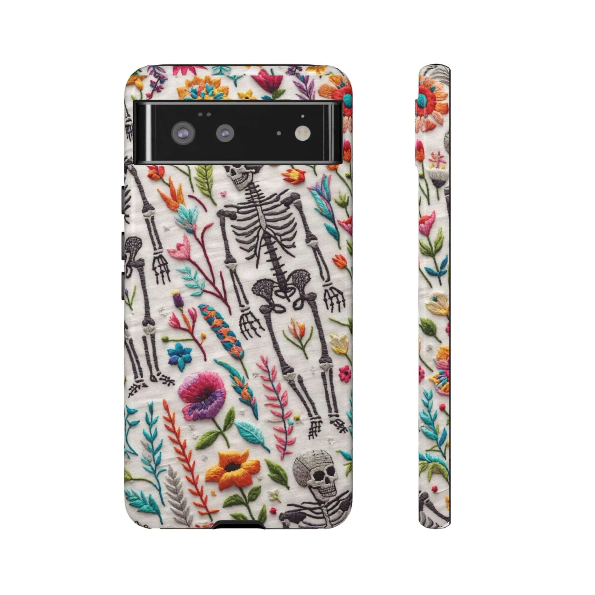 Because nothing says 'I love life' like a skeleton floral cell phone case