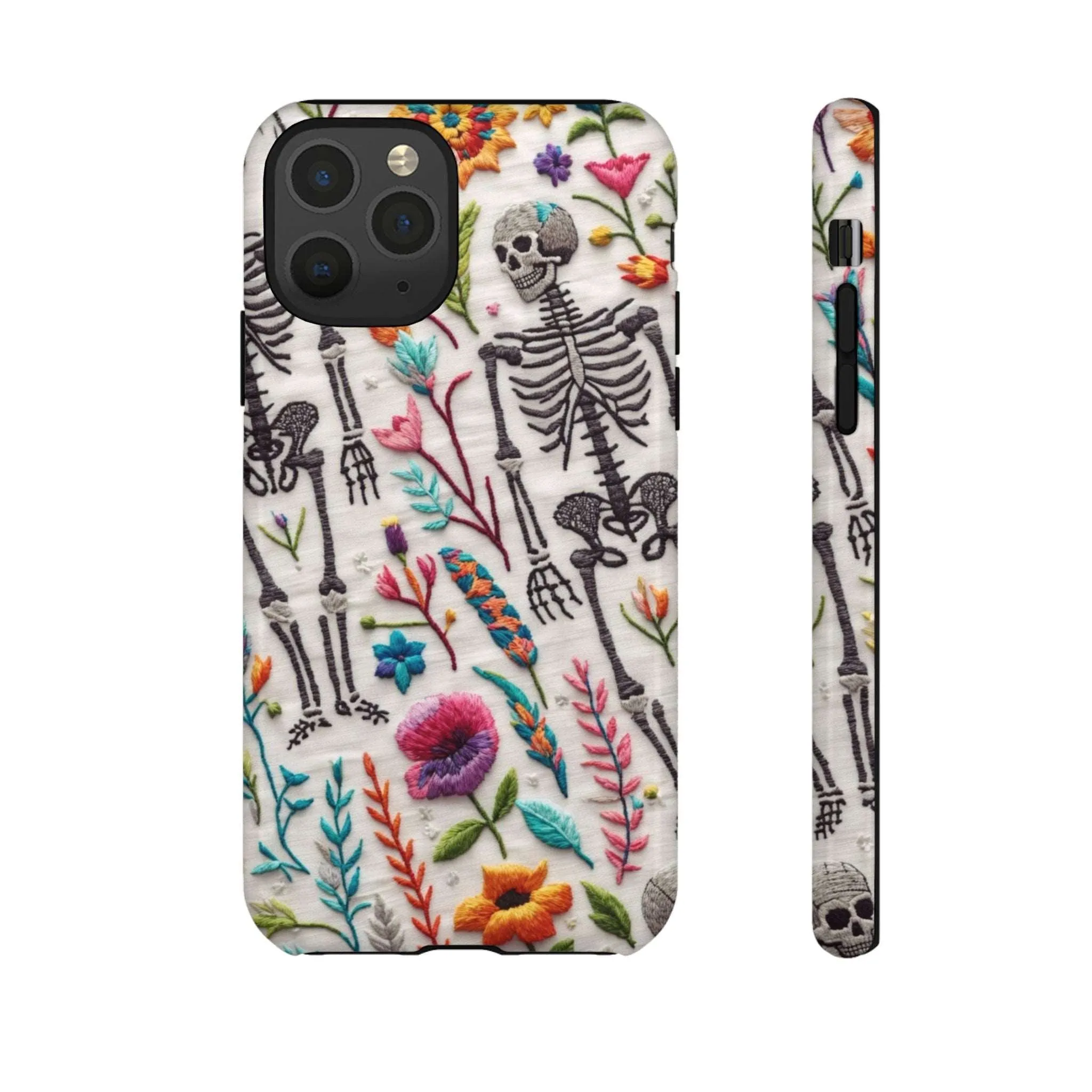 Because nothing says 'I love life' like a skeleton floral cell phone case