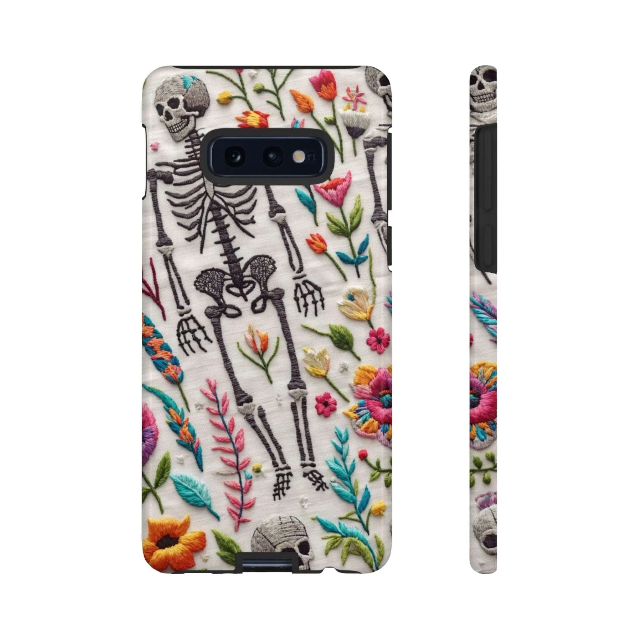 Because nothing says 'I love life' like a skeleton floral cell phone case