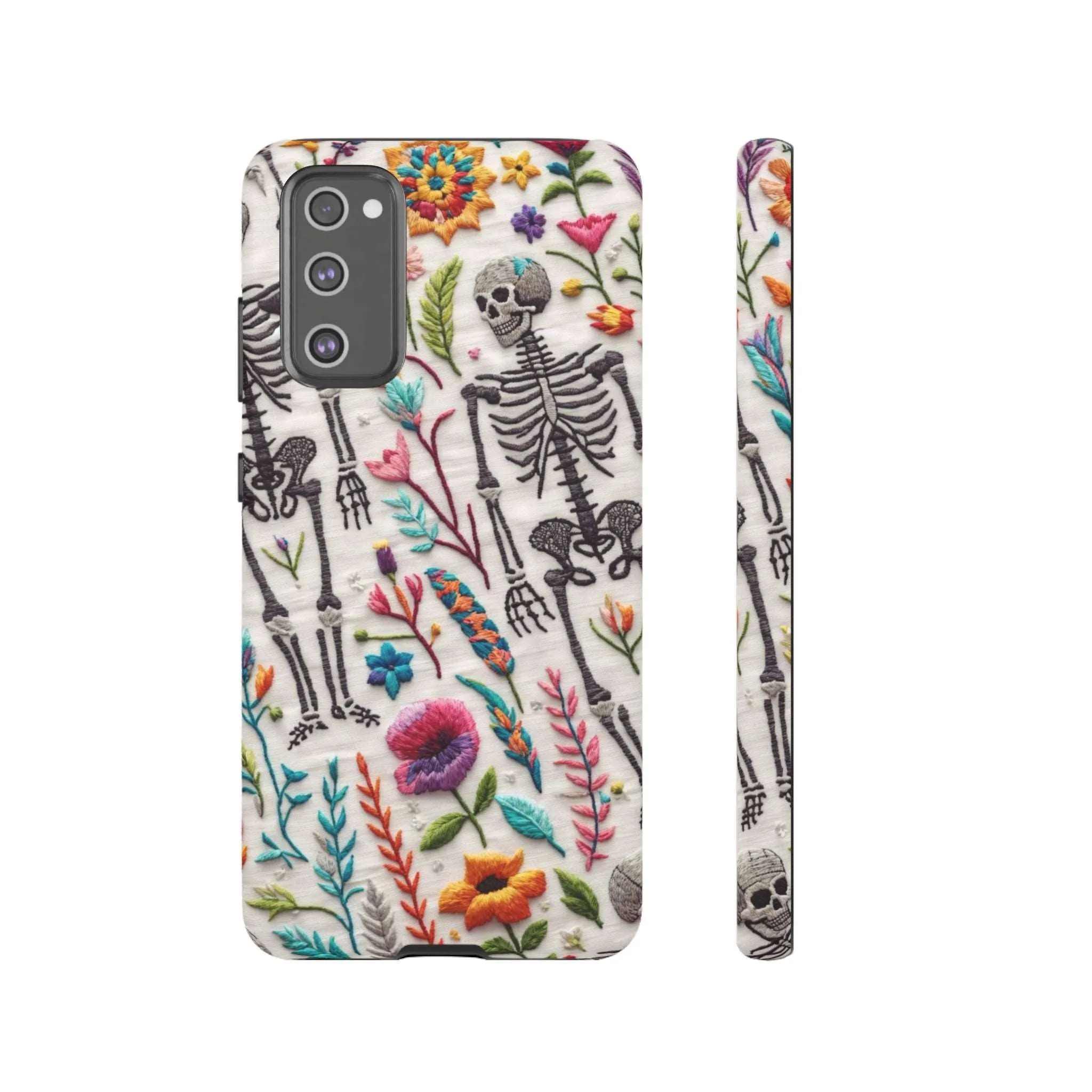 Because nothing says 'I love life' like a skeleton floral cell phone case