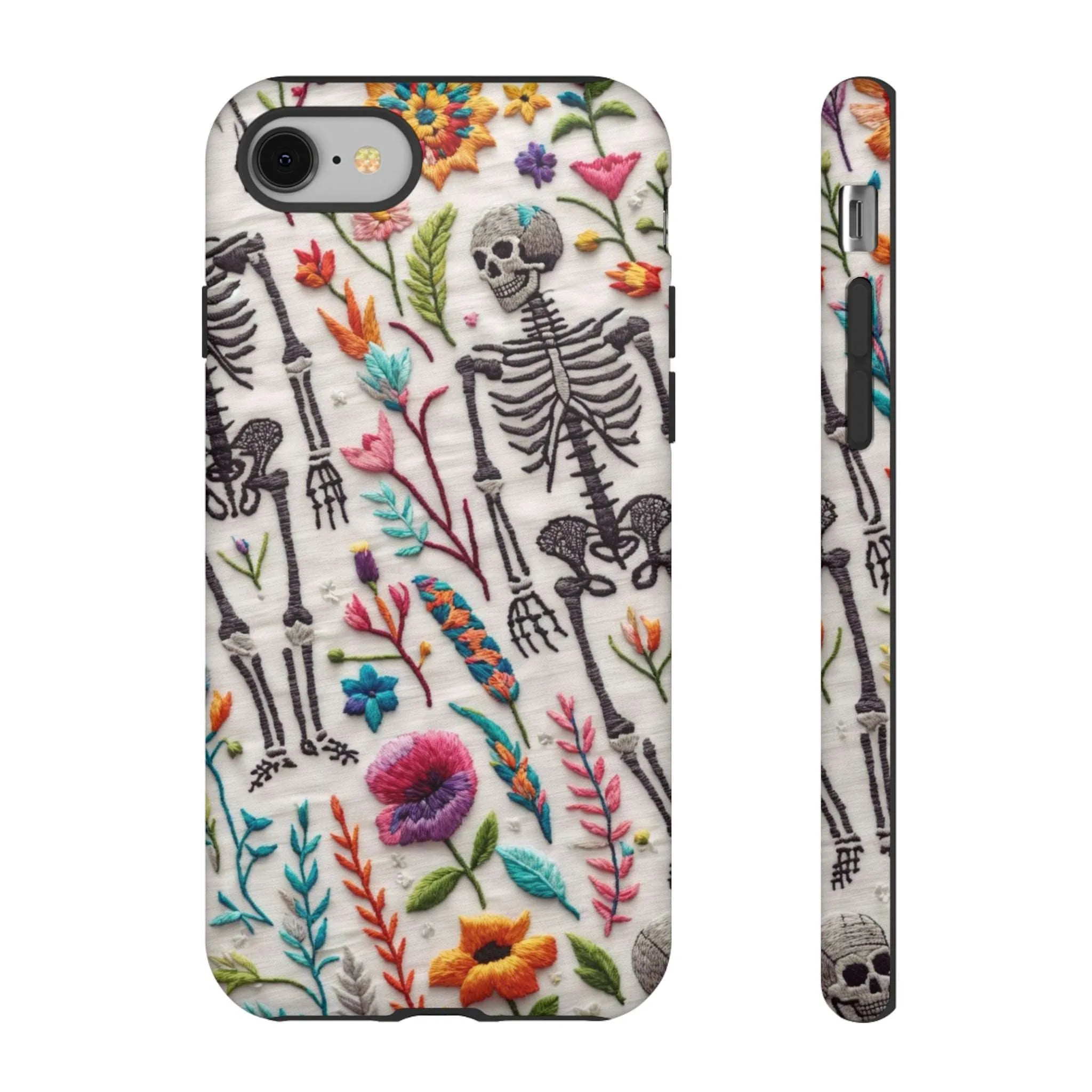 Because nothing says 'I love life' like a skeleton floral cell phone case