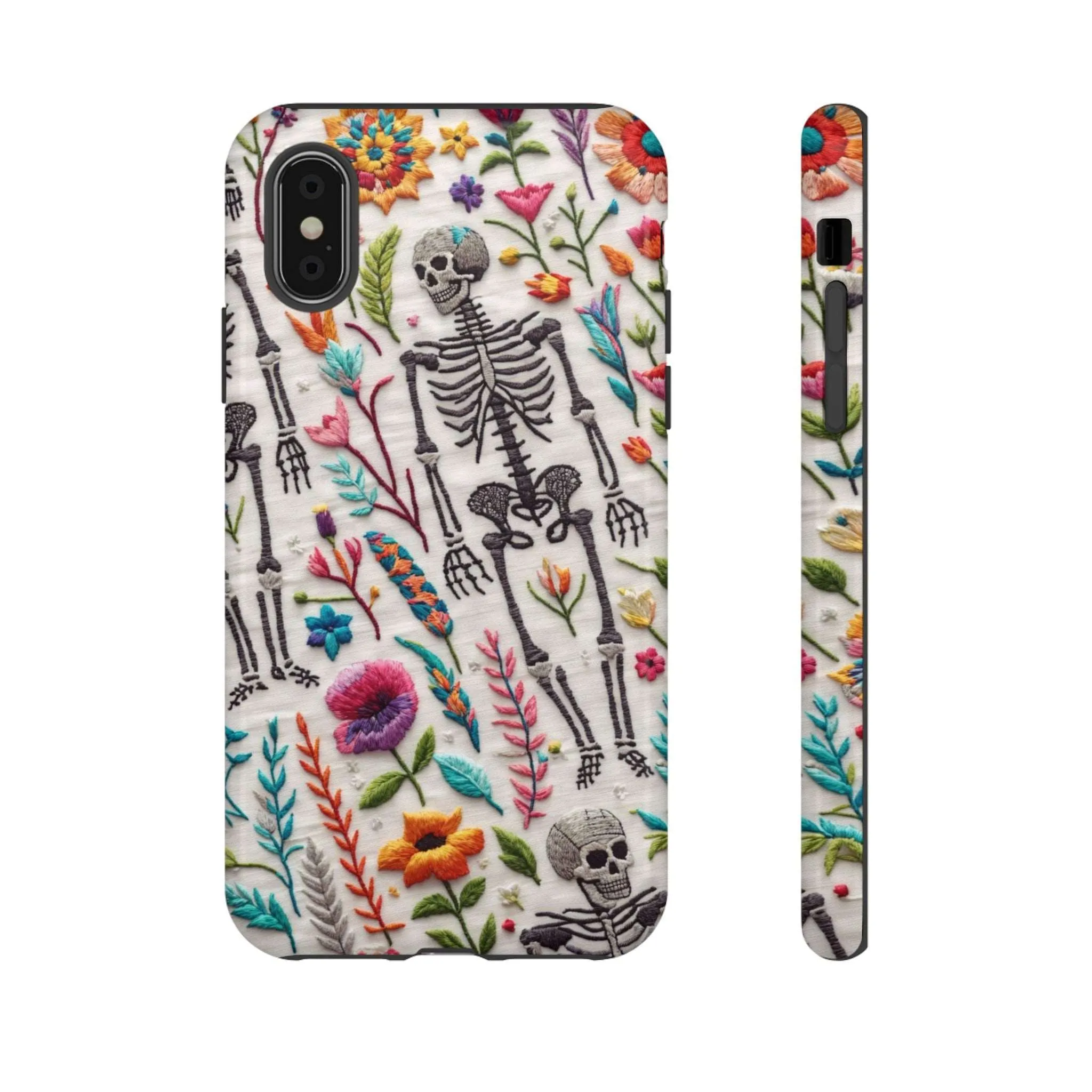 Because nothing says 'I love life' like a skeleton floral cell phone case