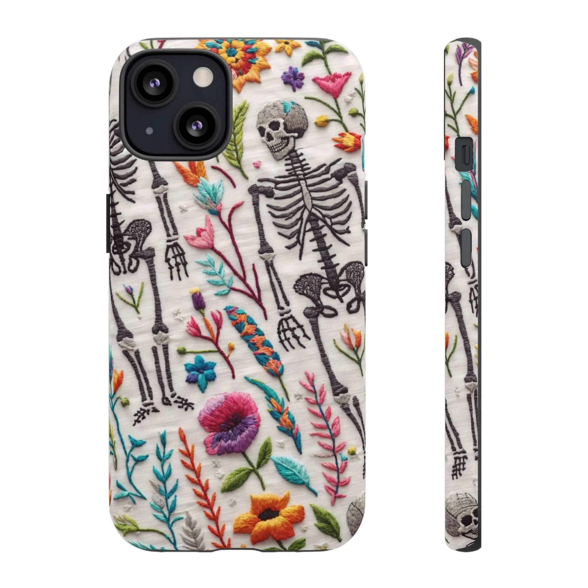 Because nothing says 'I love life' like a skeleton floral cell phone case